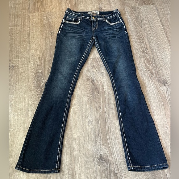 Apollo Jeans Size 5/6 Dark Wash Womens Bootcut Embellished Jeans - Picture 1 of 10